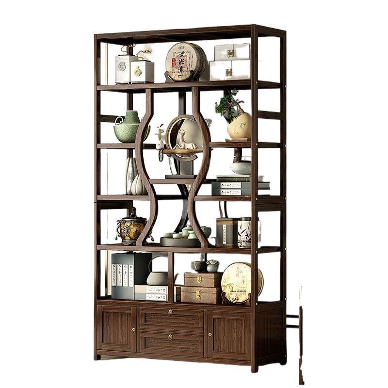办公室隔断实木屏风隔断客厅收纳置物架多层书架门厅玄关柜博古架 - 图3