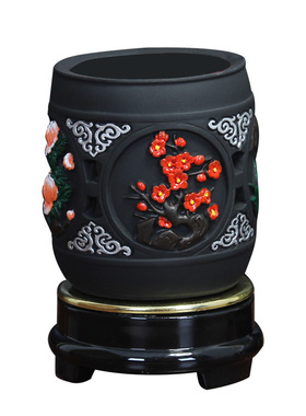 笔筒办公室桌面摆件梅兰竹菊实用教师节礼品谢师送老师炭雕工艺品