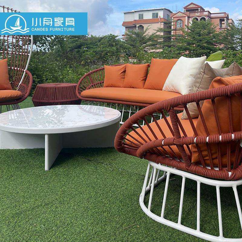 小舟北欧户外家具海边露台庭院藤编沙发室外露天民宿茶几桌椅组合,淘宝优惠券,粉丝福利购,淘宝优惠卷