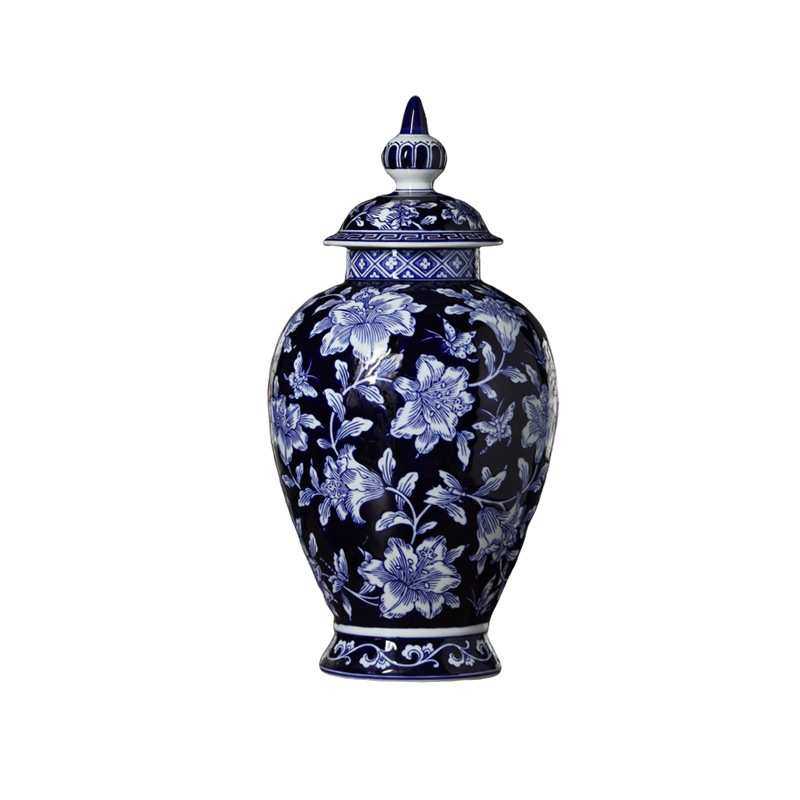 蓝底青花瓷陶瓷花瓶水培鲜花摆件落地储物罐大摆件,淘宝优惠券,粉丝福利购,淘宝优惠卷