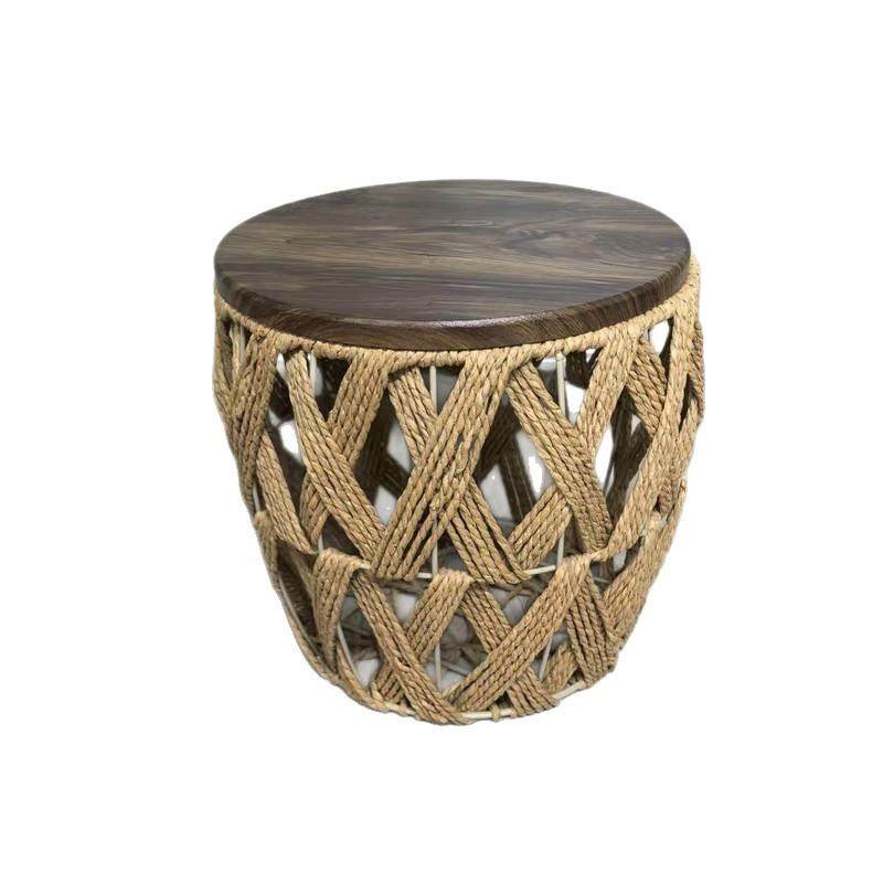 跨境木质编织桌子 藤编客厅茶几阳台茶桌草编桌子厂家,淘宝优惠券,粉丝福利购,淘宝优惠卷