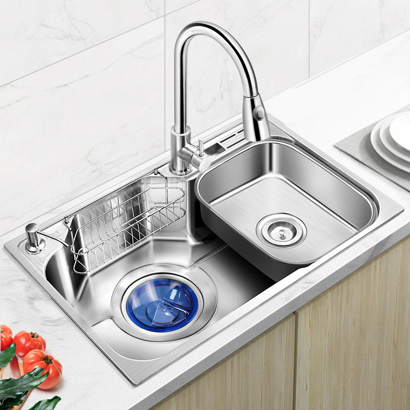 日式304不锈钢水槽大单槽多功能韩式洗菜盆厨房洗碗槽盆中盆加厚,淘宝优惠券,粉丝福利购,淘宝优惠卷