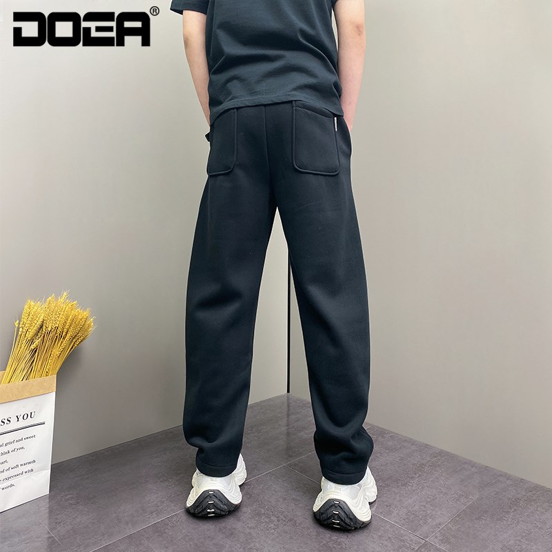 2024年冬季加绒加厚潮流韩版钢印条纹青年男士宽松哈伦卫裤子男生 - 图3