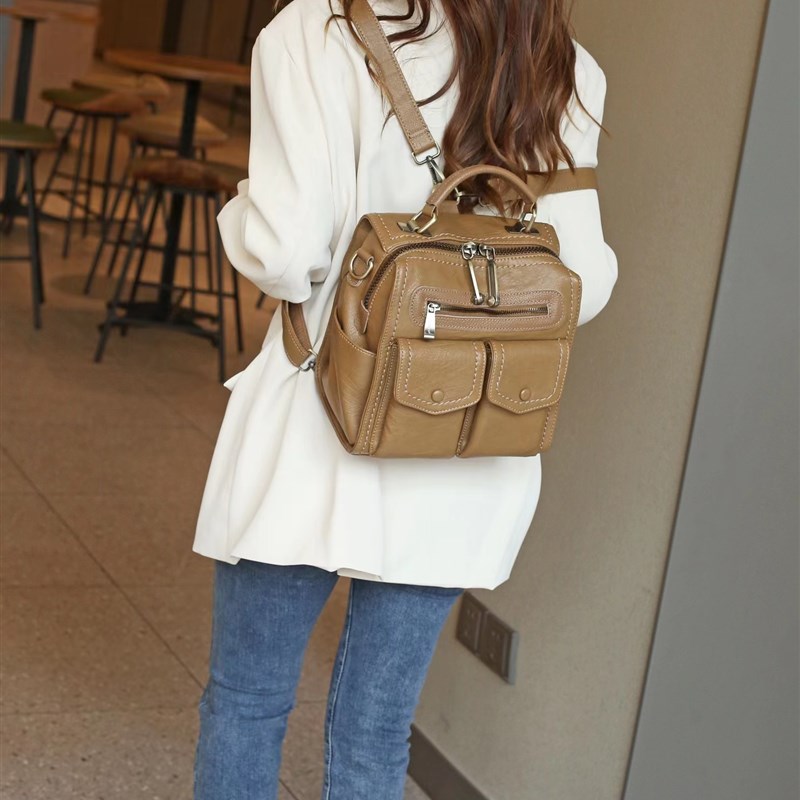 小众多功能双肩包休闲背包女2024新款时尚三用单肩斜挎包手提包 - 图2