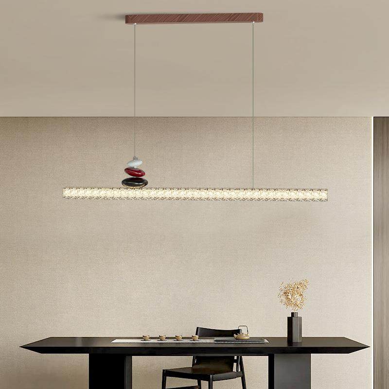 中古风长条餐厅灯吊灯现代简约胡桃木纹吧台灯极简一字餐桌饭厅灯,淘宝优惠券,粉丝福利购,淘宝优惠卷