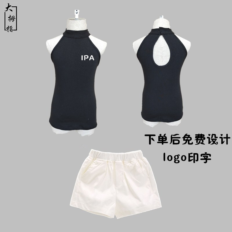 少儿t台走秀时装儿童模特训练服上衣女童形体礼仪练功服演出服夏 - 图0