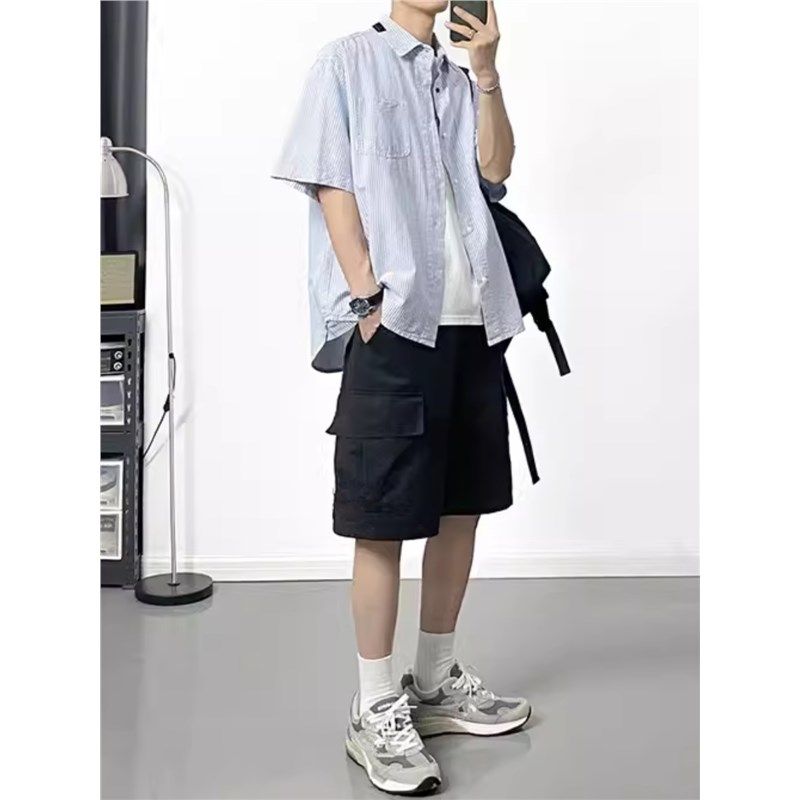 美式夏季日系复古工装短裤男多口袋设计潮牌宽松百搭五分休闲裤子,淘宝优惠券,粉丝福利购,淘宝优惠卷