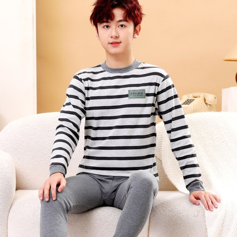 青少年纯棉秋衣秋裤套装男士内衣初中高中学生全棉保暖棉毛衫薄款,淘宝优惠券,粉丝福利购,淘宝优惠卷