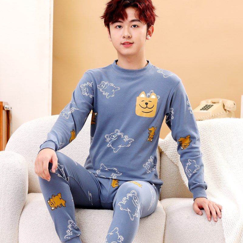 青少年纯棉秋衣秋裤套装男士内衣初中高中学生全棉保暖棉毛衫薄款,淘宝优惠券,粉丝福利购,淘宝优惠卷