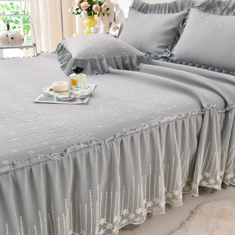 轻奢床裙冰豆豆凉席三件套夏天公主风冰丝凉席空调席软席子可机洗,淘宝优惠券,粉丝福利购,淘宝优惠卷