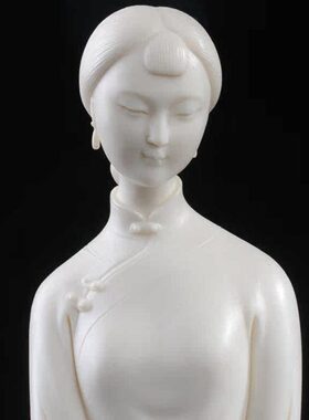 明品女清白瓷德悠然办公室装饰收藏古典仕人物摆件化美女客厅陶瓷