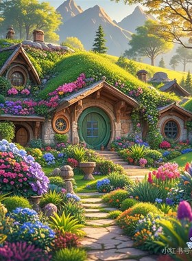 景区霍比特小屋网红打卡拍照热气球雕塑农庄场小木T房屋子装饰布