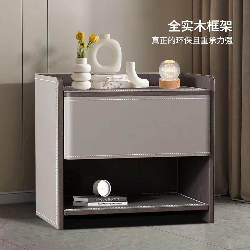 意式轻奢床头柜新款马鞍皮极简高端床边收纳柜,淘宝优惠券,粉丝福利购,淘宝优惠卷