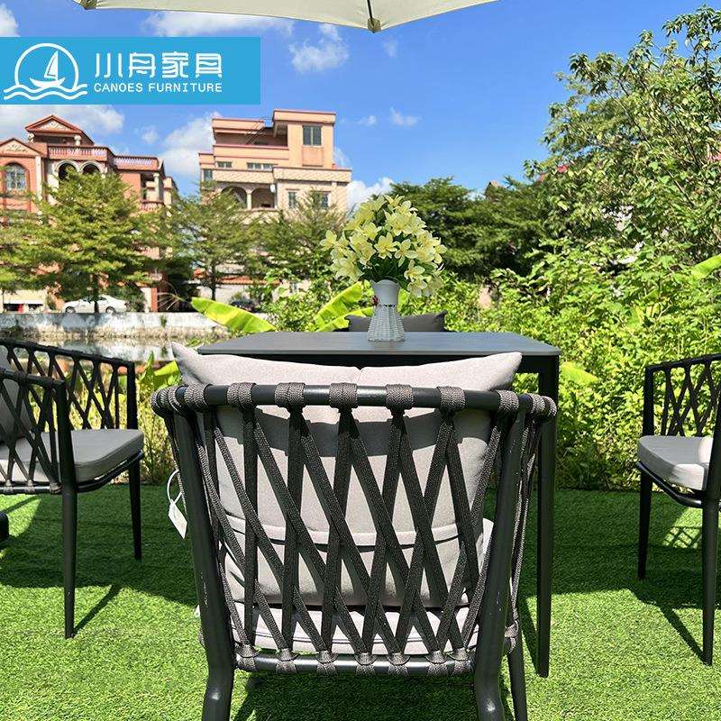 庭院户外桌椅组合别墅花园露台天台餐桌室外休闲露台绳编藤椅家具 - 图2