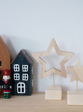 木飞机奶油风北欧书架装饰品家居柜卧室工位儿童房可爱木质小摆件