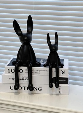 /YaJu 北欧风哑光陶瓷长耳兔摆件客厅玄关摆件工艺品