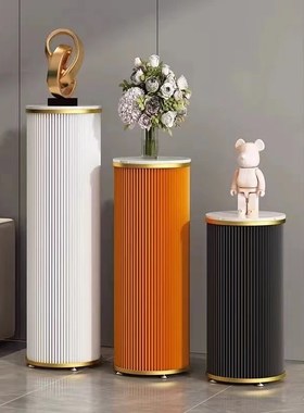 新款轻奢岩板花架圆型底座摆件家居客厅酒店会所展厅高级展示台