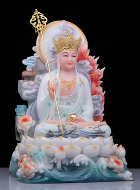 全堂佛像家用供奉汉白玉水墨丹青观音地藏王释迦佛弥勒菩萨像摆件