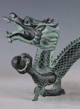 古玩杂项青铜器独角兽摆件龙工艺出国礼品古玩收藏品鸟兽摆件