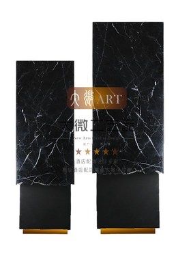 简约现代残缺造型天然石材手工黑白根大理石艺术底座落地雕塑展台