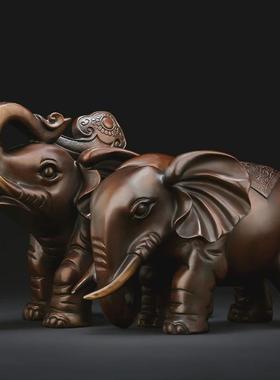 纯黄铜招财大象摆件一对吸水象客厅玄关家居乔迁新居装饰工艺礼品
