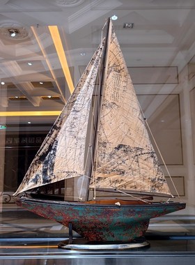 做旧实木帆船摆件一帆风顺创意客厅办公室店铺展厅大号远洋模型船