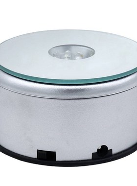 水晶LED灯座七彩旋转底座发光展示水晶摆件工艺品灯座3D内雕塑料