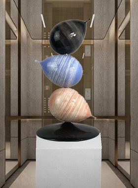 现代轻奢几何圆球抽象摆件创意雕塑艺术品样板间酒店商场美陈装饰