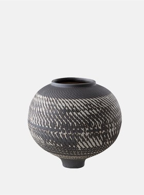 可凡现代客厅茶几桌面软装组合摆件样板间陶瓷大肚花器仿洞石托盘