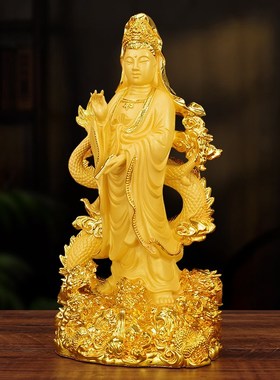 祥龙观音菩萨摆件家用观自在观世音佛像家居客厅电视柜装饰品摆设