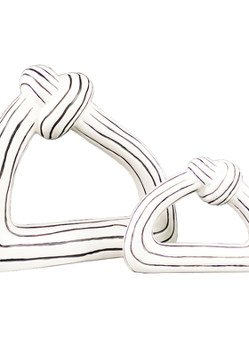 轻奢现代创意装饰摆件家居样板房玄关书架黑白线条几何绳结装饰品