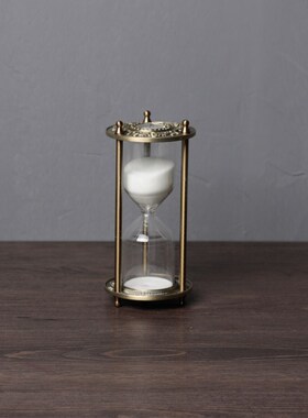 欧式古典创意计时沙漏客厅桌面装饰品美式复古金属摆件家居计时器