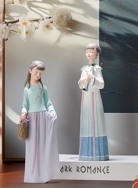 国风中式古装女孩小摆件人物家居装饰品客厅电视柜桌面送女生礼物