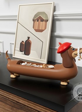 中古风腊肠狗戒指托卡通创意首饰盒收纳架小众可爱送礼品桌面摆件