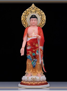 西方三圣佛像汉白玉彩绘新品阿弥陀佛观音菩萨大势至菩萨家居摆件
