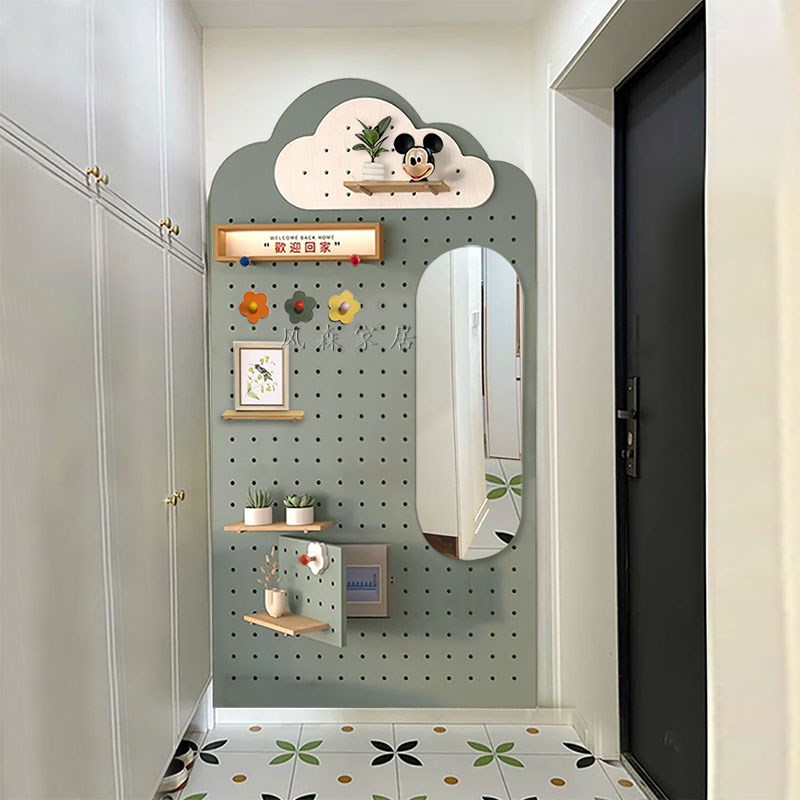 Solid wooden board hole board g storage rack entrance wall hole board custom size cloud hole board dressing