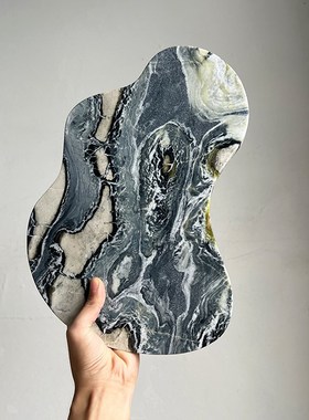 Jimin 北欧小众复古天然大理石装饰托盘桌面收纳水果盘摆件展示台