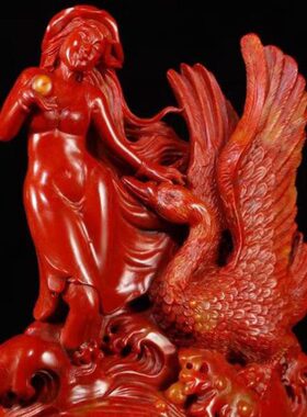 满建寿福鹅山朱砂巧雕蜡烛创意家居红丽妲与客厅装饰摆件摆设人物