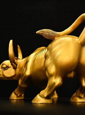 铜牛摆件纯铜大小l号华尔街牛招財补角旺市牛气冲天客厅办公室摆