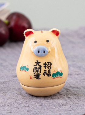 创意陶瓷十二生肖不倒翁桌面小摆件装Q饰送女友生日礼物