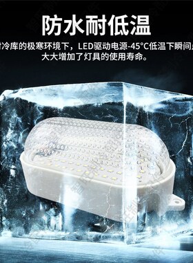LED冷库专用灯防水防潮照明灯10w卫生间灯具浴室冰库耐低温三防灯