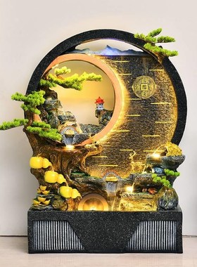 水幕墙庭院装饰别墅鱼池喷泉景观流水客厅隔断假山办Y公室玄关摆