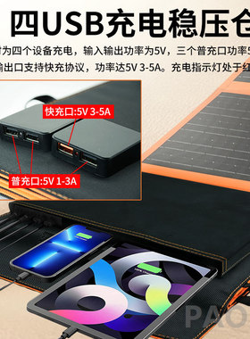 太阳能快充折叠包发电板手机USB充电器5v输出户外便携光伏充电板