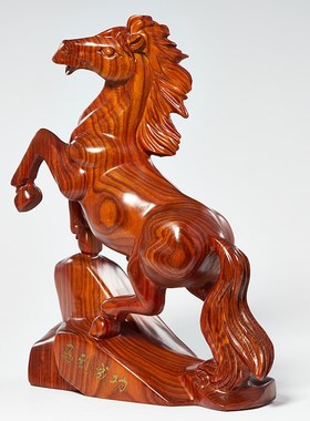 花梨木雕马摆件实木雕刻生肖马工艺品红木马家居客厅装饰开业礼品