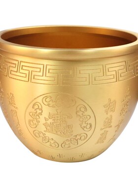 黄铜米缸百福铜缸全铜八方财缸对联缸聚宝盆招财摆件客厅财位摆件