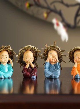 沙弥小和尚家居摆饰创意客厅办公室桌面装饰礼品摆饰电视柜玄关布