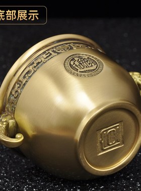 黄铜象耳缸摆件招财聚宝盆铜缸家居客厅电视柜玄关装饰品开业礼品