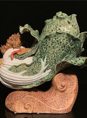 石湾公仔陶瓷白菜摆件家居客厅电视柜饰品百财如意开业乔迁送礼品