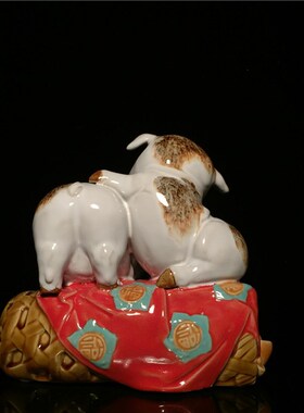 石湾公仔陶瓷美陶猪年生肖摆件客厅玄关电视柜装饰品拜年商务礼品