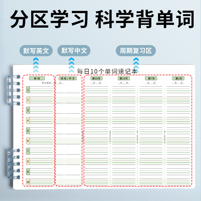 TACOTACO艾宾浩斯记忆曲线英语单词本小学生初中生默写单词记背神器高颜值单词记忆考试每日10词单词记忆曲线,淘宝优惠券,粉丝福利购,淘宝优惠卷